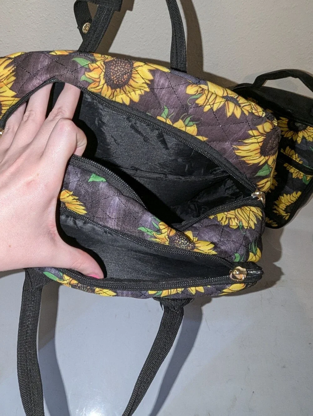 Simply Southern Sunflower Quilted Backpack and Lunch Bag Set - Black & Yellow